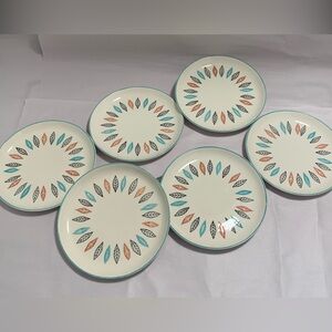 MCM Marcrest NORDIC MINT 6 1/4” Bread Butter Plates. Set of 6. VTG Rare